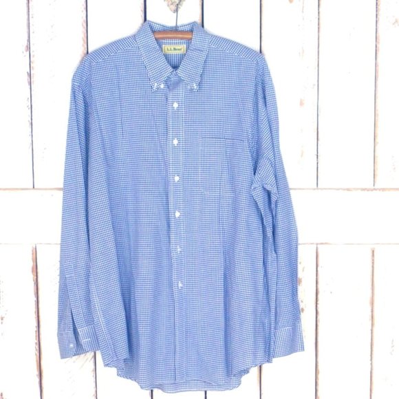 L.L. Bean Other - LL Bean blue/white gingham plaid button down shirt